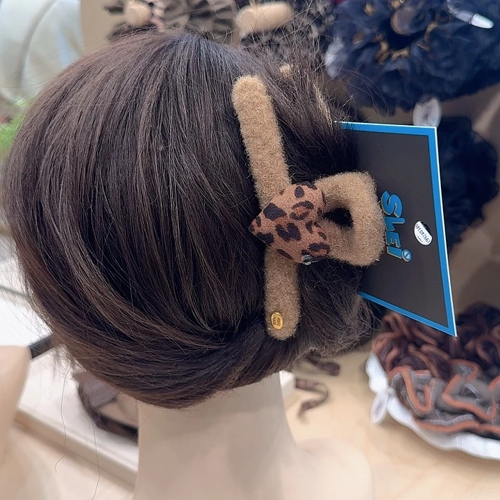 豹纹爱心毛毛抓夹