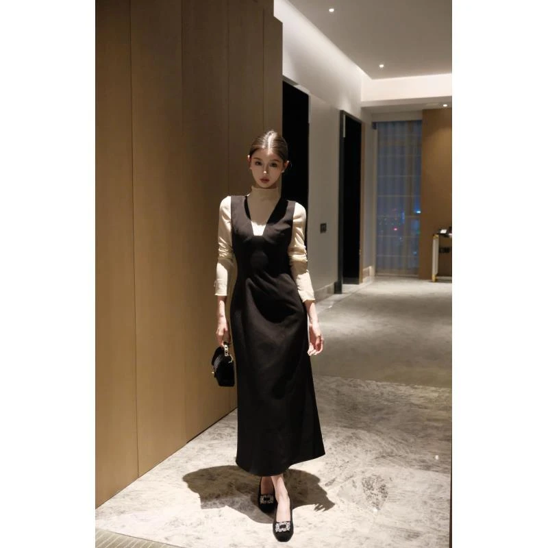 春日部【冷调白茶】法式温柔上衣吊带裙套装01462