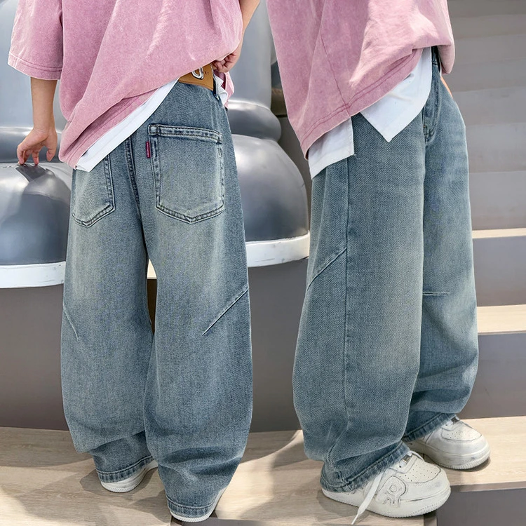 男童直筒牛仔裤春装2025新款中大童春秋款儿童炸街裤子宽松韩版潮