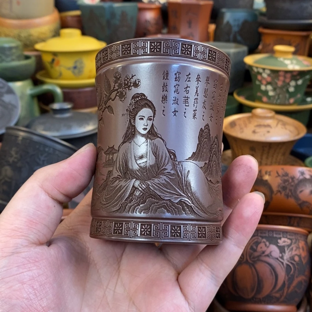 紫砂杯子宜兴全手工紫砂杯