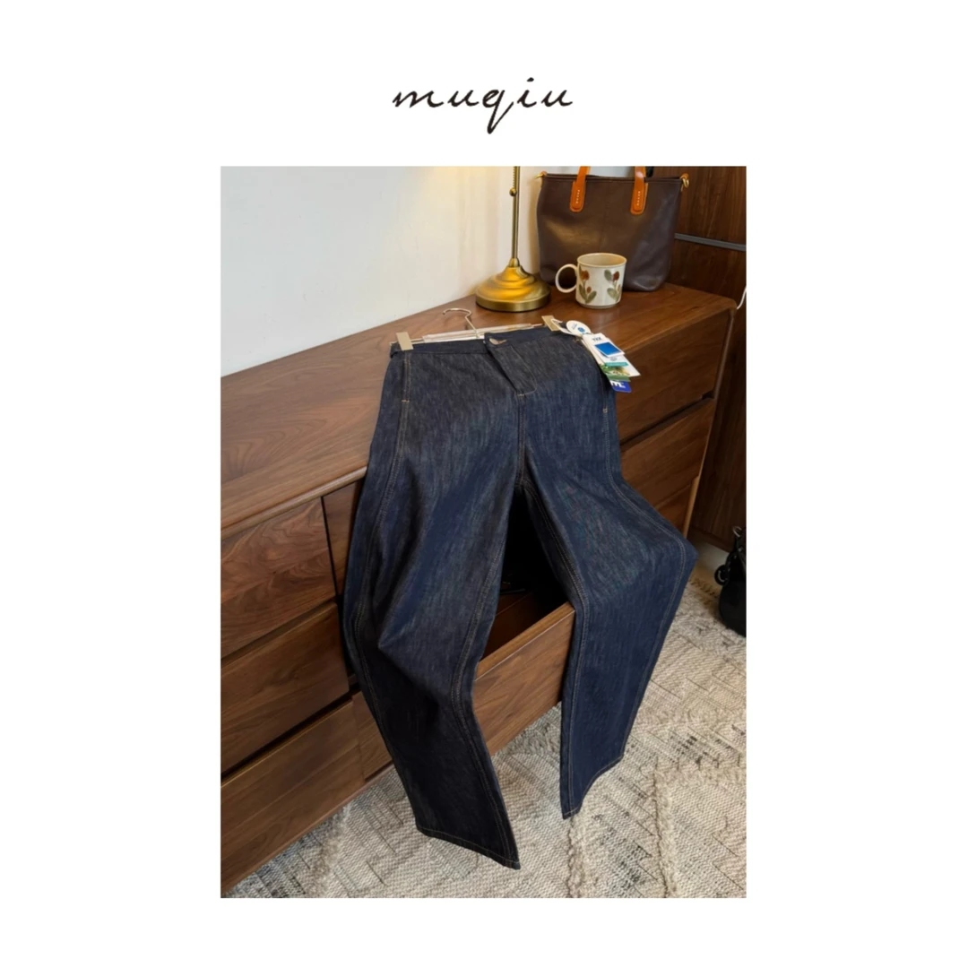 青慕知湫【旅途】黑金系列～莱赛尔汉麻牛仔弯刀裤