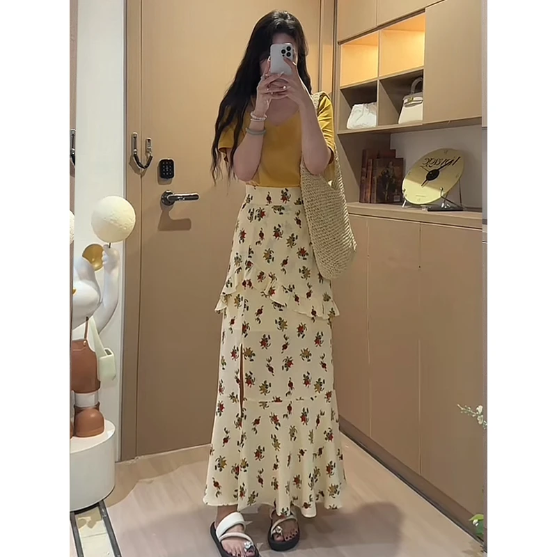 【浪漫情书】蛋妹大码女2025新款夏季遮肚显瘦碎花连衣裙DM20259