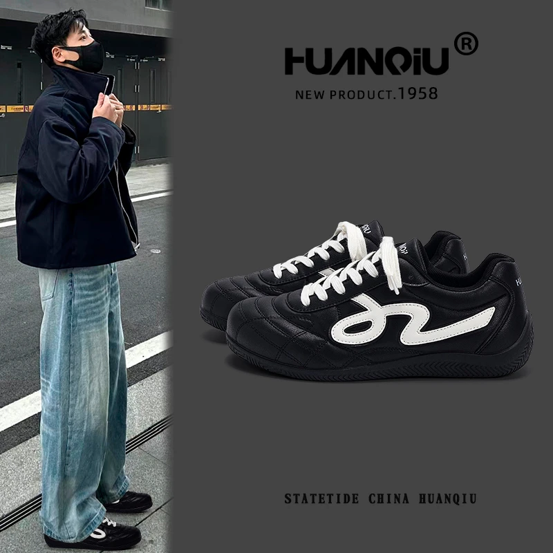 环球内增高德训鞋情侣2025时尚学生潮流百搭休闲黑色小众轻便男鞋