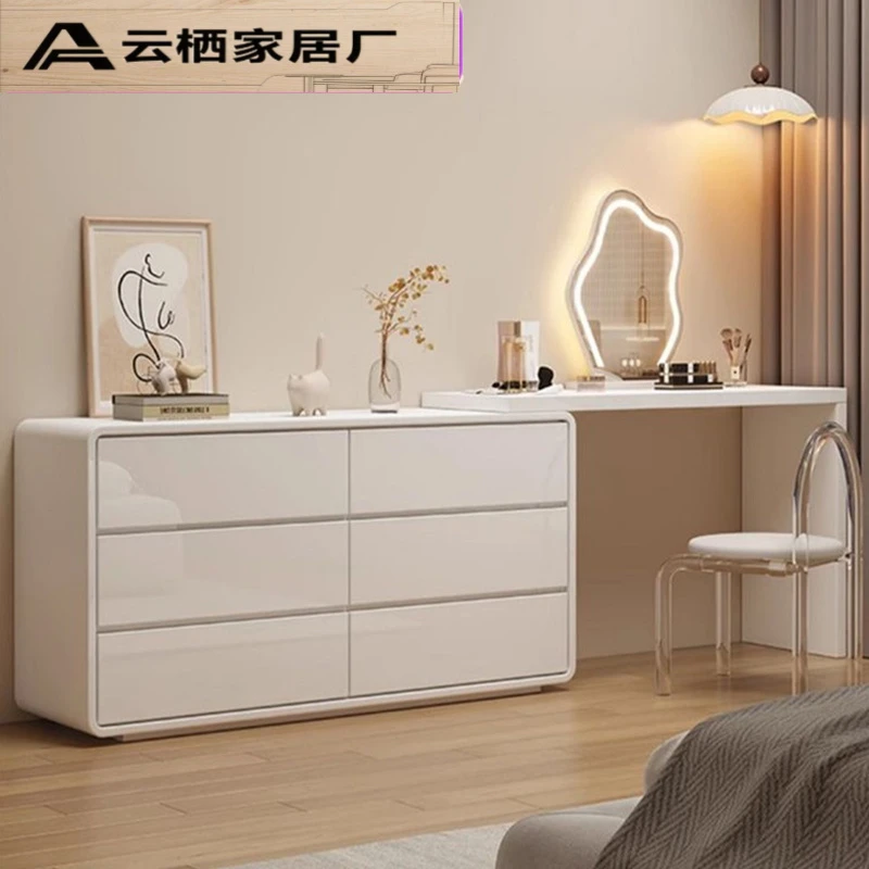 实木梳妆台斗柜一体床尾收纳柜化妆台卧室现代简约轻奢实木化妆桌