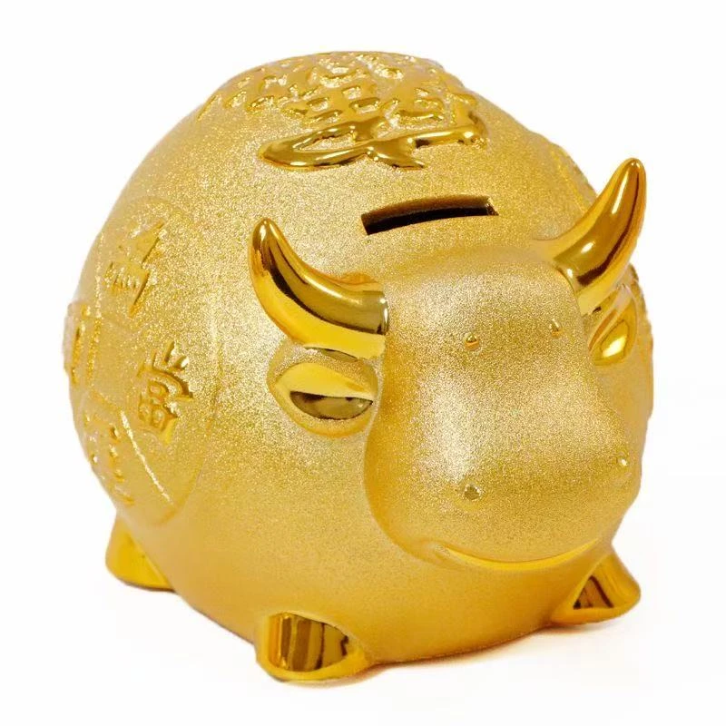 陶瓷摆件金牛存钱罐卡通工艺品儿童储蓄罐吉祥物