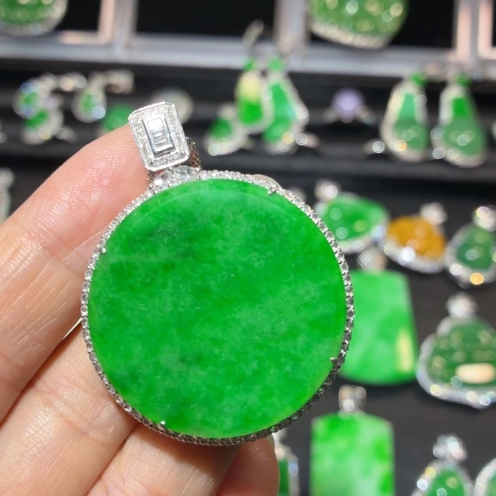 翡翠18K金镶嵌吊坠(不含链)翡翠