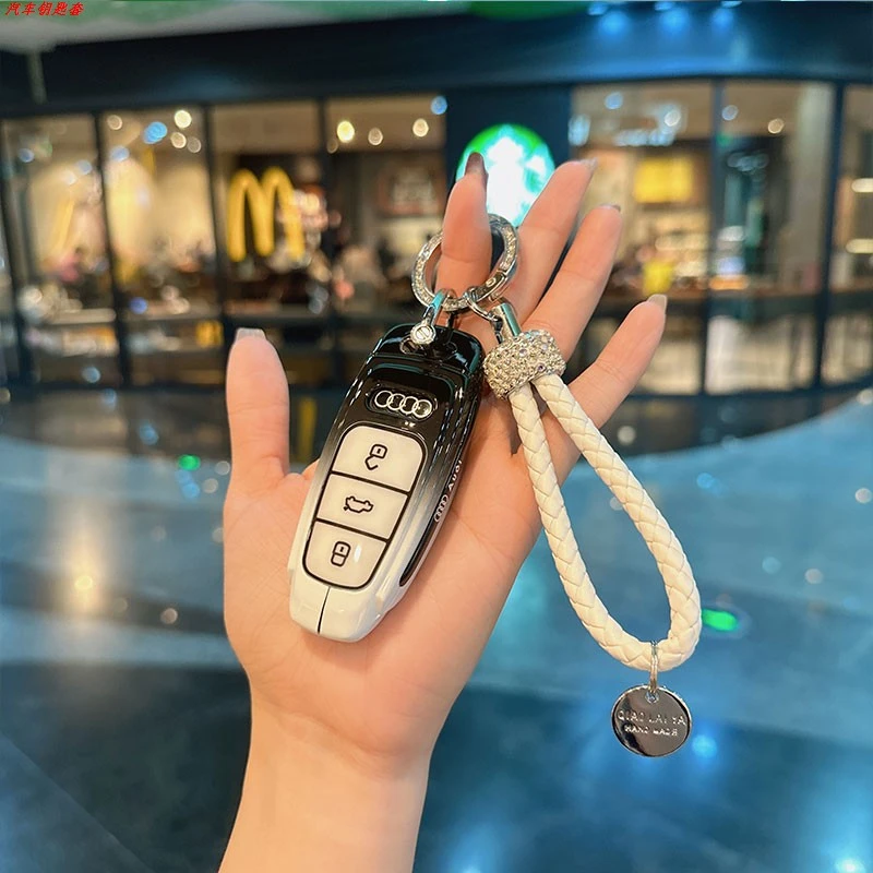 奥迪钥匙套新款A6L/A3L/A8L/Q8/Q7/A7/Q4汽车钥匙包壳扣男女高档