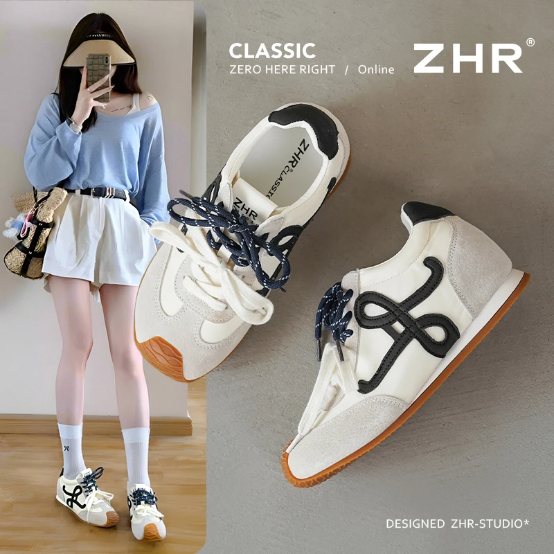 ZHR德训鞋女款鞋子新款轻奢夏季秋季百搭休闲运动鞋出游阿甘鞋女