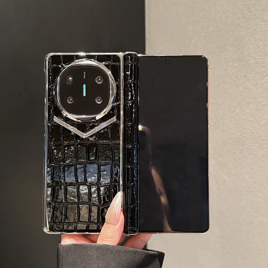 适用华为matex6手机壳复古高级鳄鱼纹折叠屏保护套中轴全包防摔