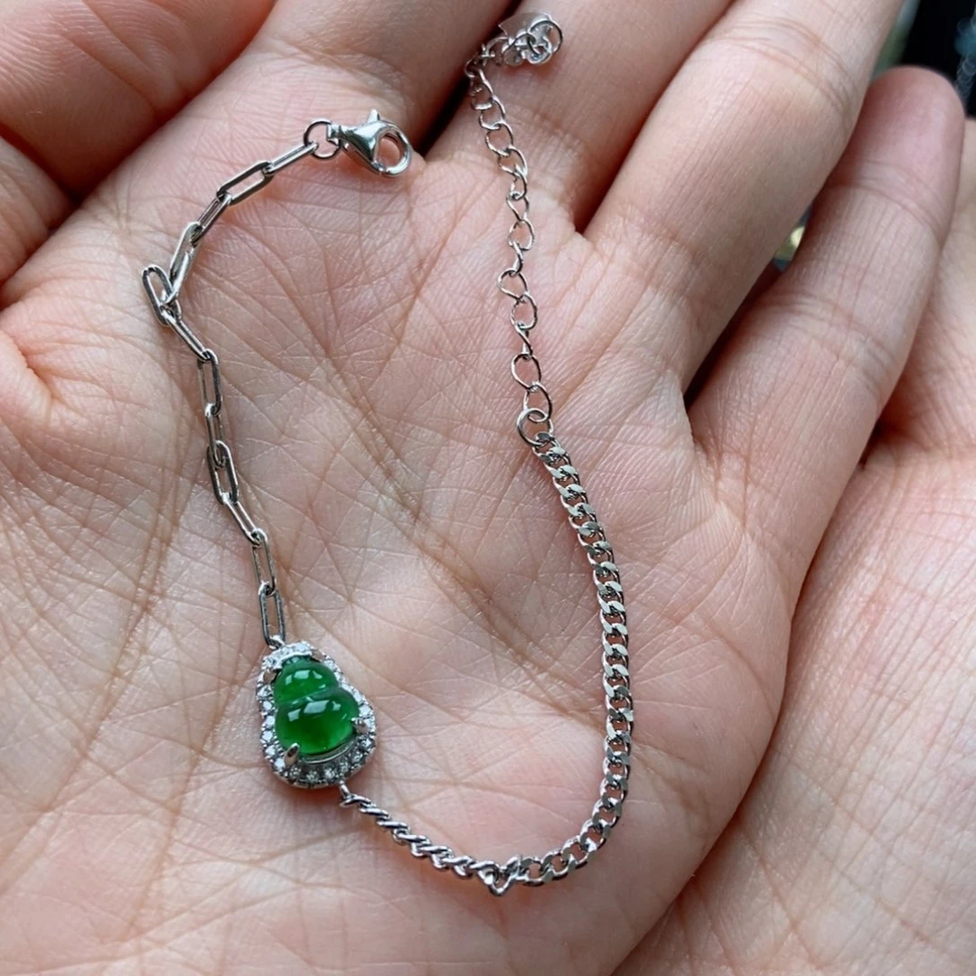 翡翠耳饰银S925镶嵌翡翠首饰