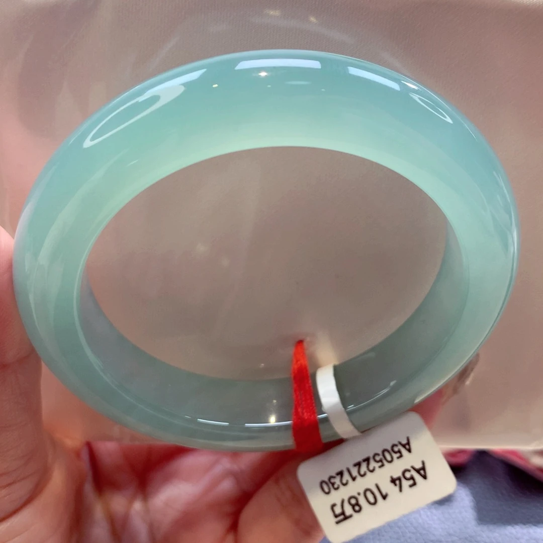 未镶嵌手镯翡翠54.8圈冰胶湖水蓝零毛孔（33号）