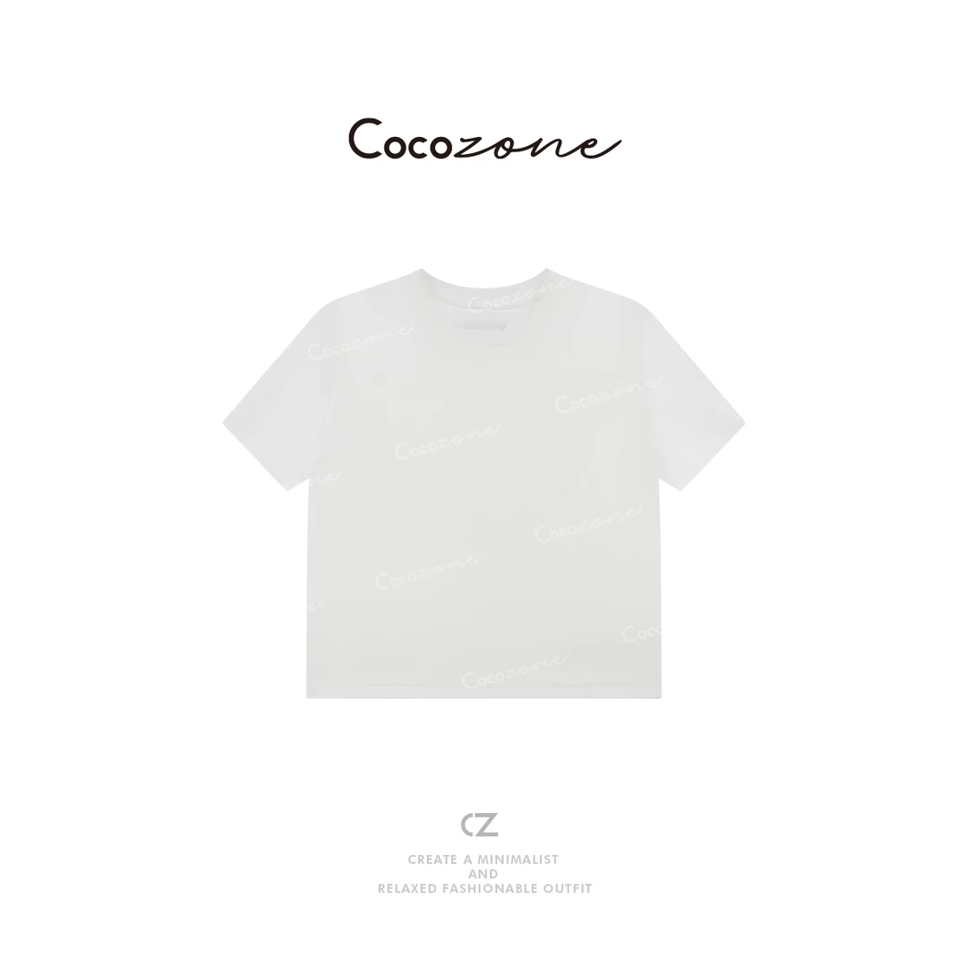 COCO ZONE 刘一一 100棉新款简约修身圆领短袖T恤CD1A0282