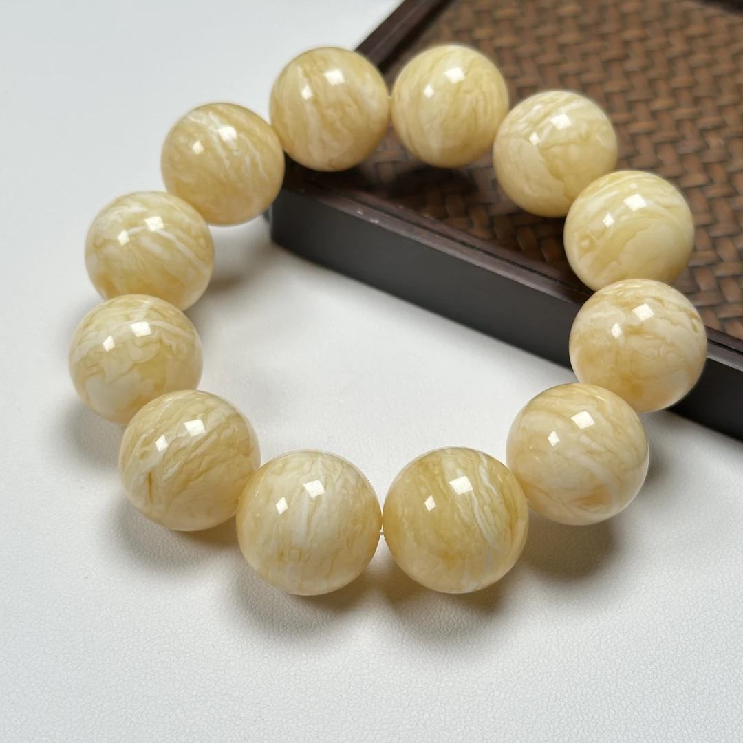 19+俄料白蜡千层雪虎皮纹同料手串