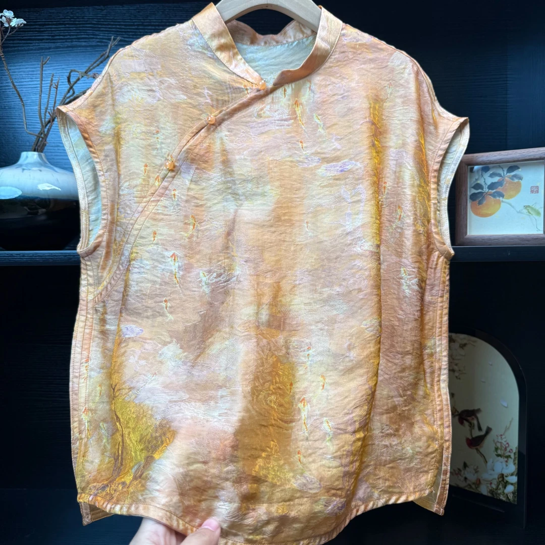 【如鱼得水】（黄色）中式改良复古气质小衫2523