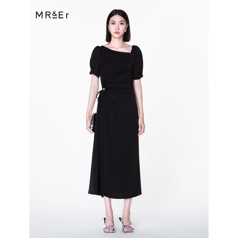 【达人专属】休闲时尚收腰显瘦中长款短袖连衣裙R4B95512