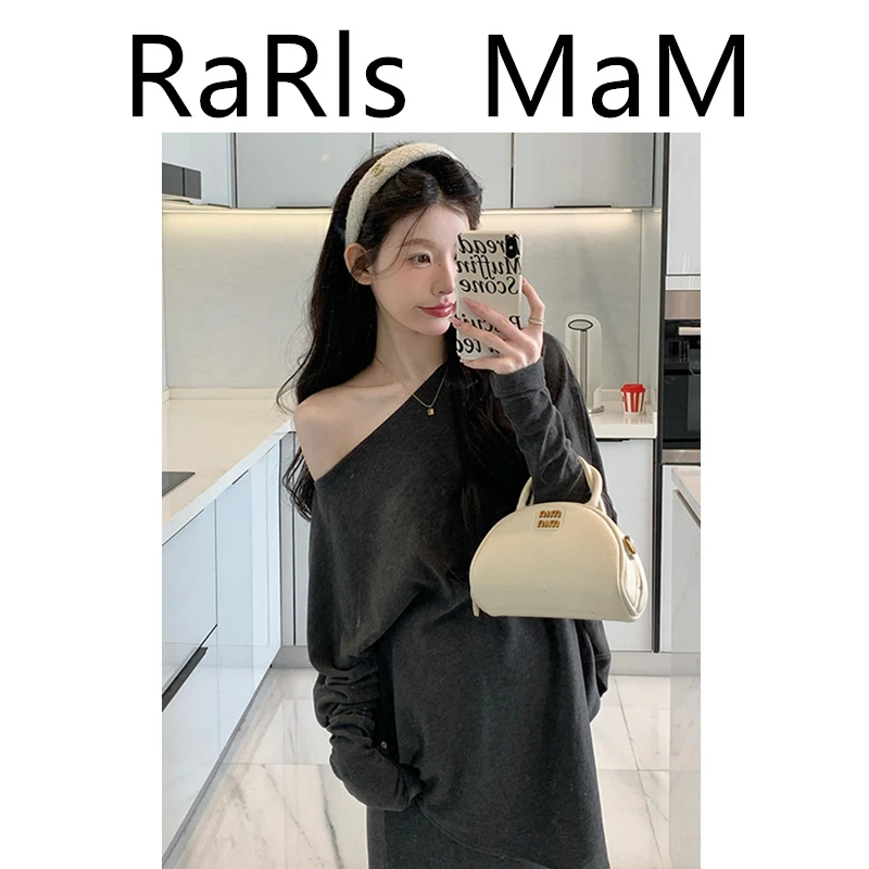 慵懒风孕妇装春装套装时髦辣妈露肩一字领针织衫优雅半身裙怀孕期