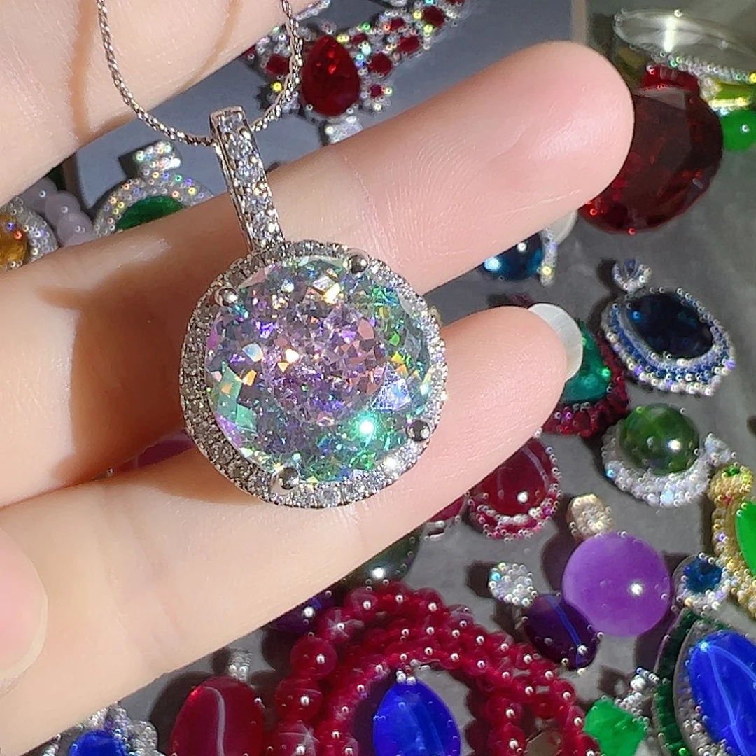 花岗石钨合金红色蓝色吊坠