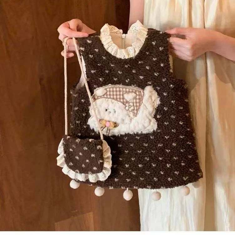 【送包包】女童背心裙冬装洋气2025新款时髦小童女宝可爱连衣裙周岁