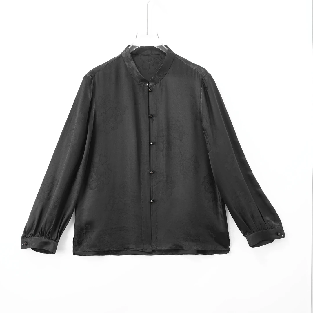 墨渊-250025新中式桑蚕丝衬衣中国风时尚民国风气质衬衫女装提花