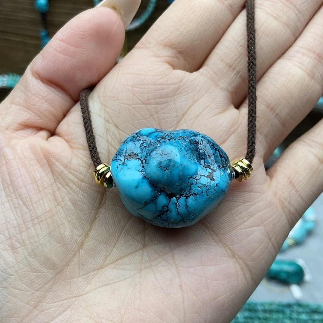 绿松石未镶嵌玉化蓝锁骨链