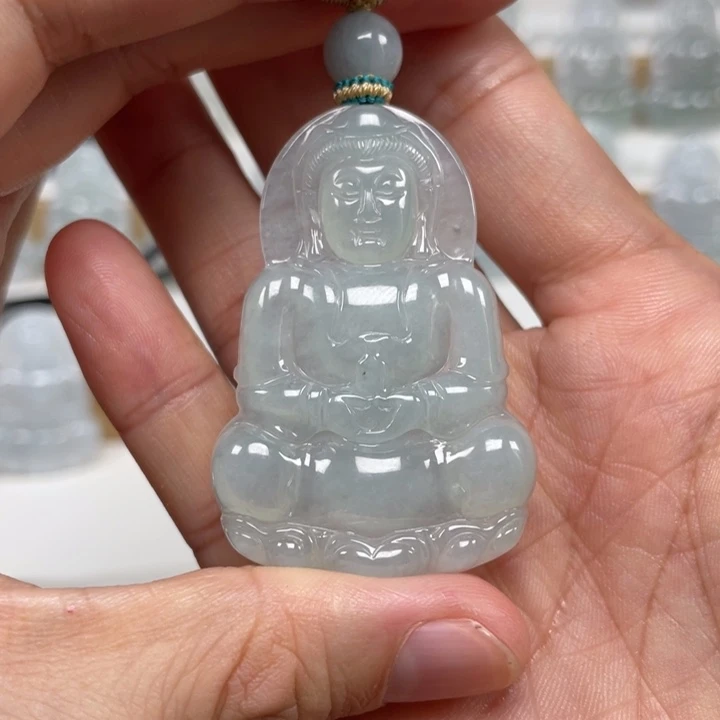 颈饰未镶嵌翡翠天然翡翠A货观音91号
