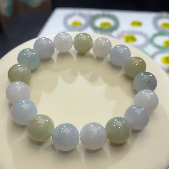 翡翠未镶嵌手链冰胶马卡龙卡12.5