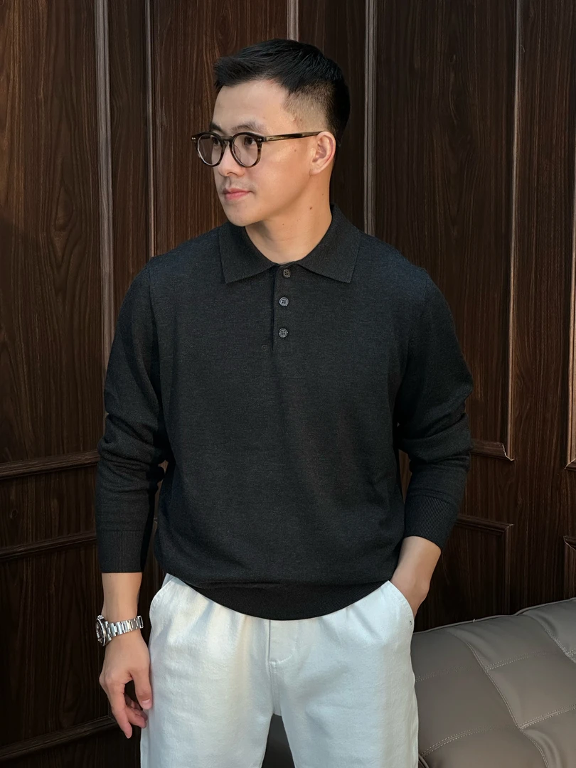 “秋上新” 拉达系列 天丝羊毛面料三角贴布针织polo长袖YSK2002