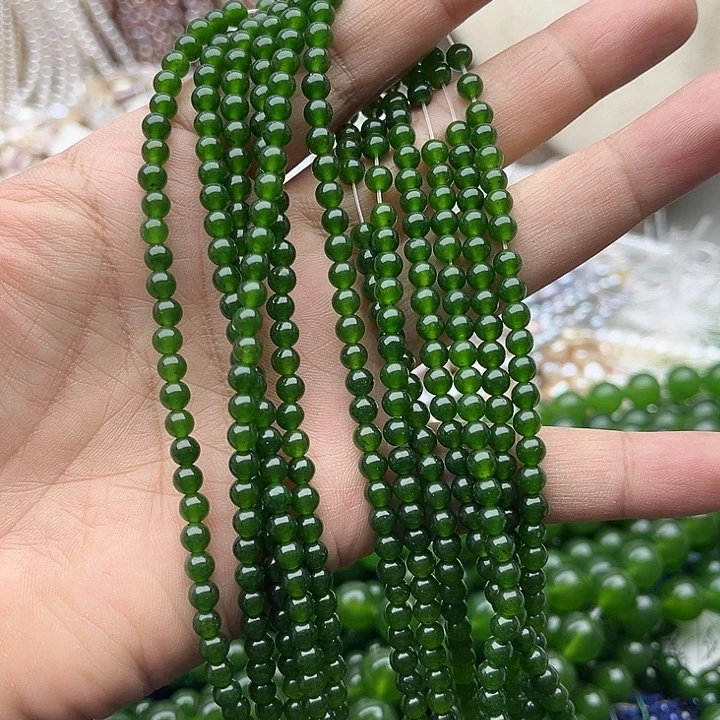 玛瑙/玉髓未镶嵌珠宝半成品一条4mm左右碧玉