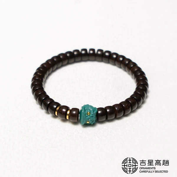 14#椰蒂原色药片单圈手串加醒狮配饰8X5mm