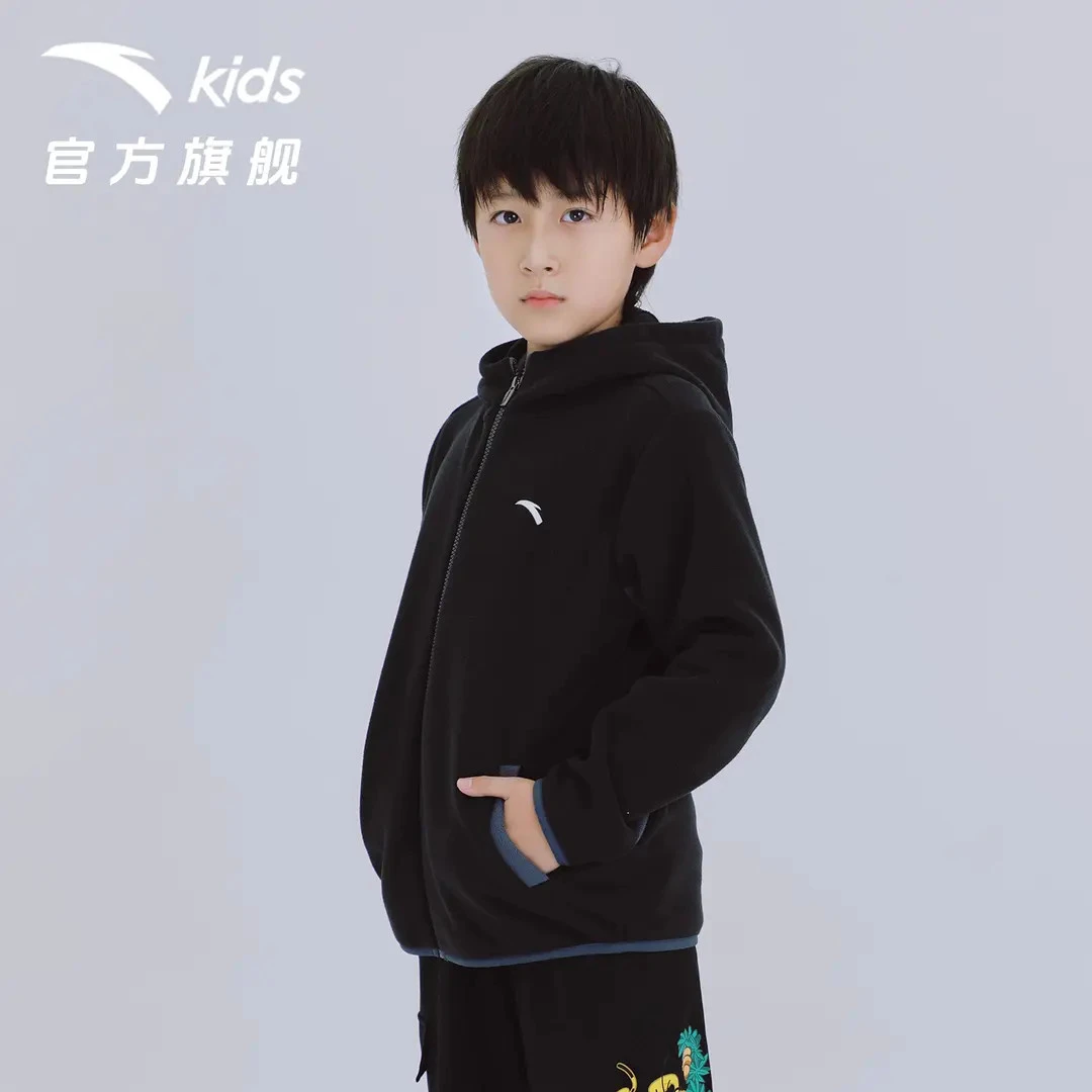 安踏儿童男中大童摇粒绒运动上衣2025新保暖青少年外套A72537708D