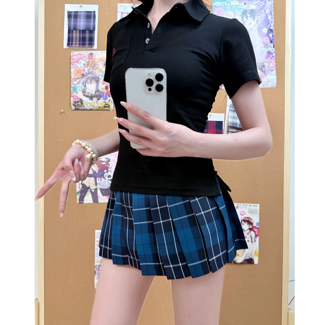 【直播专属】原创JK制服polo衫格裙套装春夏季穿搭正版百搭学院风女