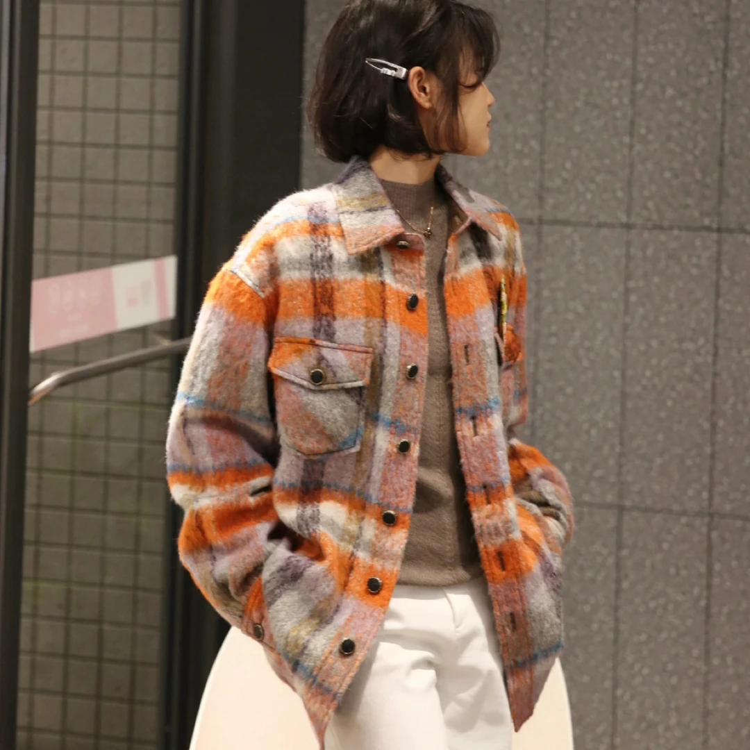 limil/丽米儿橘灰色格纹外套9400177