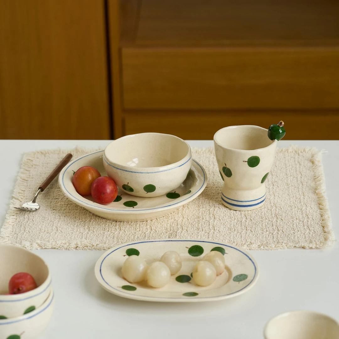 肆月青梅可爱陶瓷小碗家用高颜值米饭碗创意精致酸奶甜品碗早餐碗