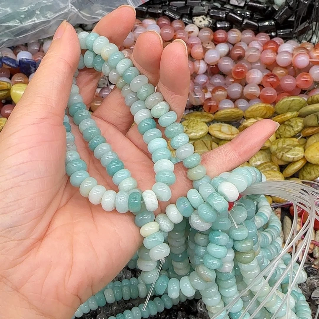 玛瑙/玉髓合金珠宝半成品亚马逊天河石8mm一条