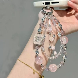清新甜美手工串珠彩珠防丢手机挂件百搭少女风包挂手机