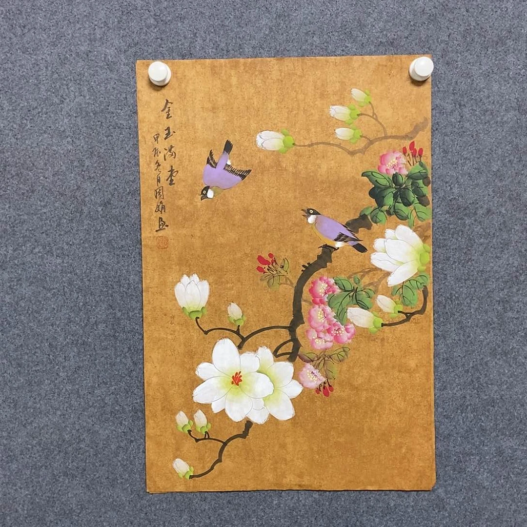 国画四尺三开一副