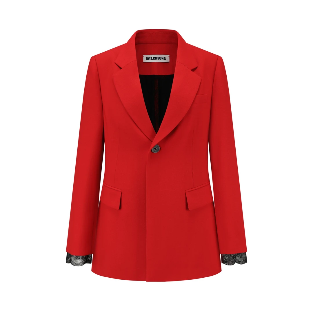 【蔡少芬同款】蒋云開運25贺岁款新品精纺窄双排蕾丝里H版西装