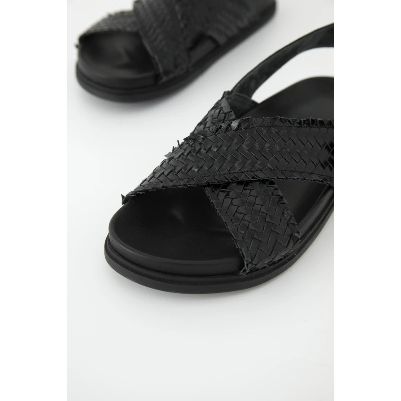 BAYBERYL老贝交叉黑色编织带厚底百搭露趾夏时尚凉鞋DD5D0121-4/6