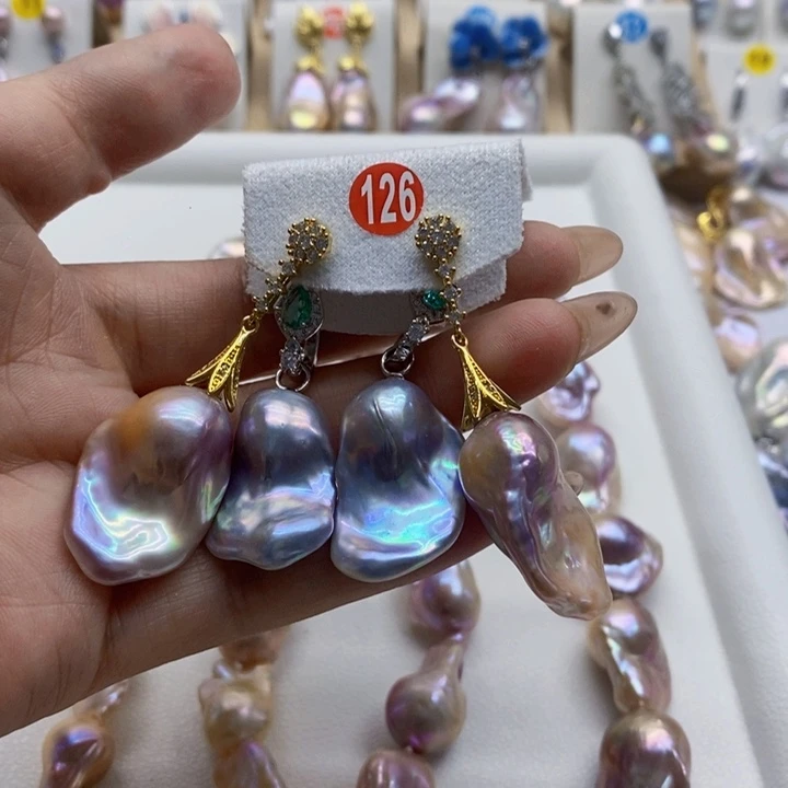 银S925镶嵌淡水珍珠耳饰又*兴