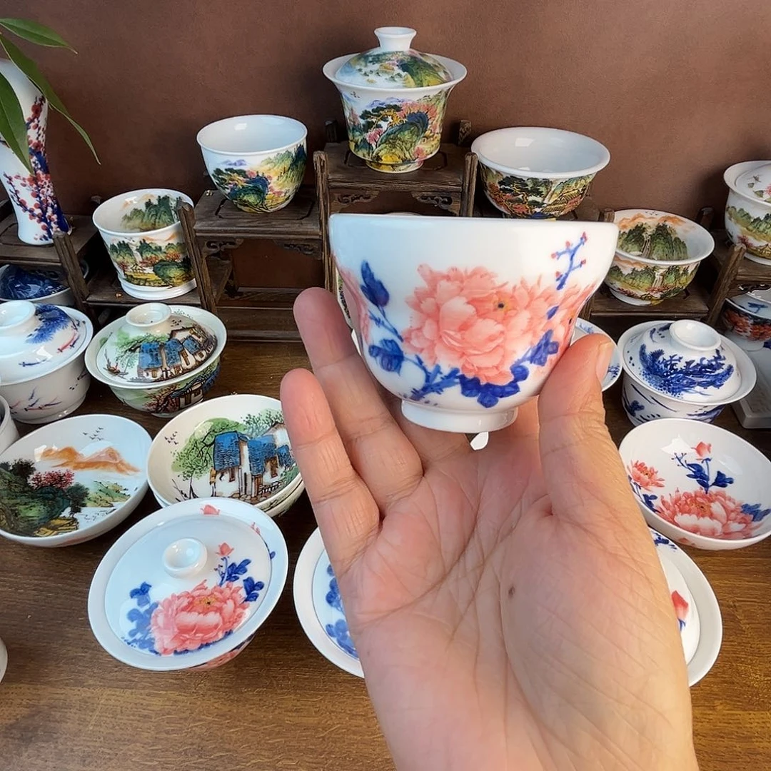 忠意堂釉下彩红牡丹wx不退