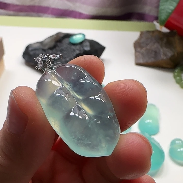 岫玉银S925镶嵌吊坠(不含链)