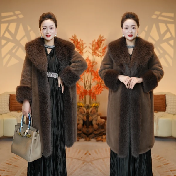 【LADYSHP贵夫人】2025款大毛领[海宁总仓1]中长款大衣女士轻奢