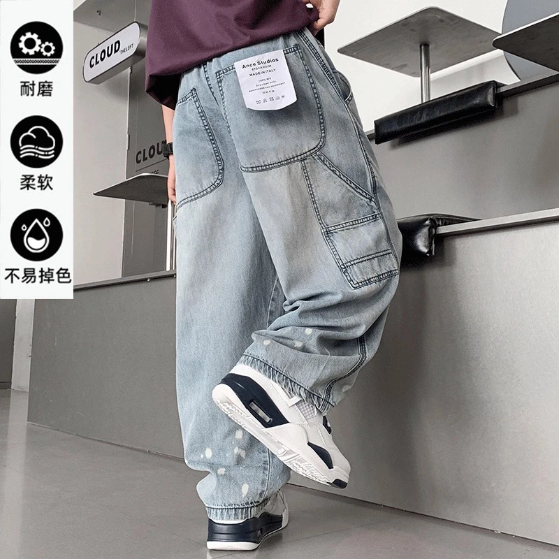 儿童天丝牛仔防蚊裤男孩夏季薄款2025新款男童休闲直筒工装裤清凉