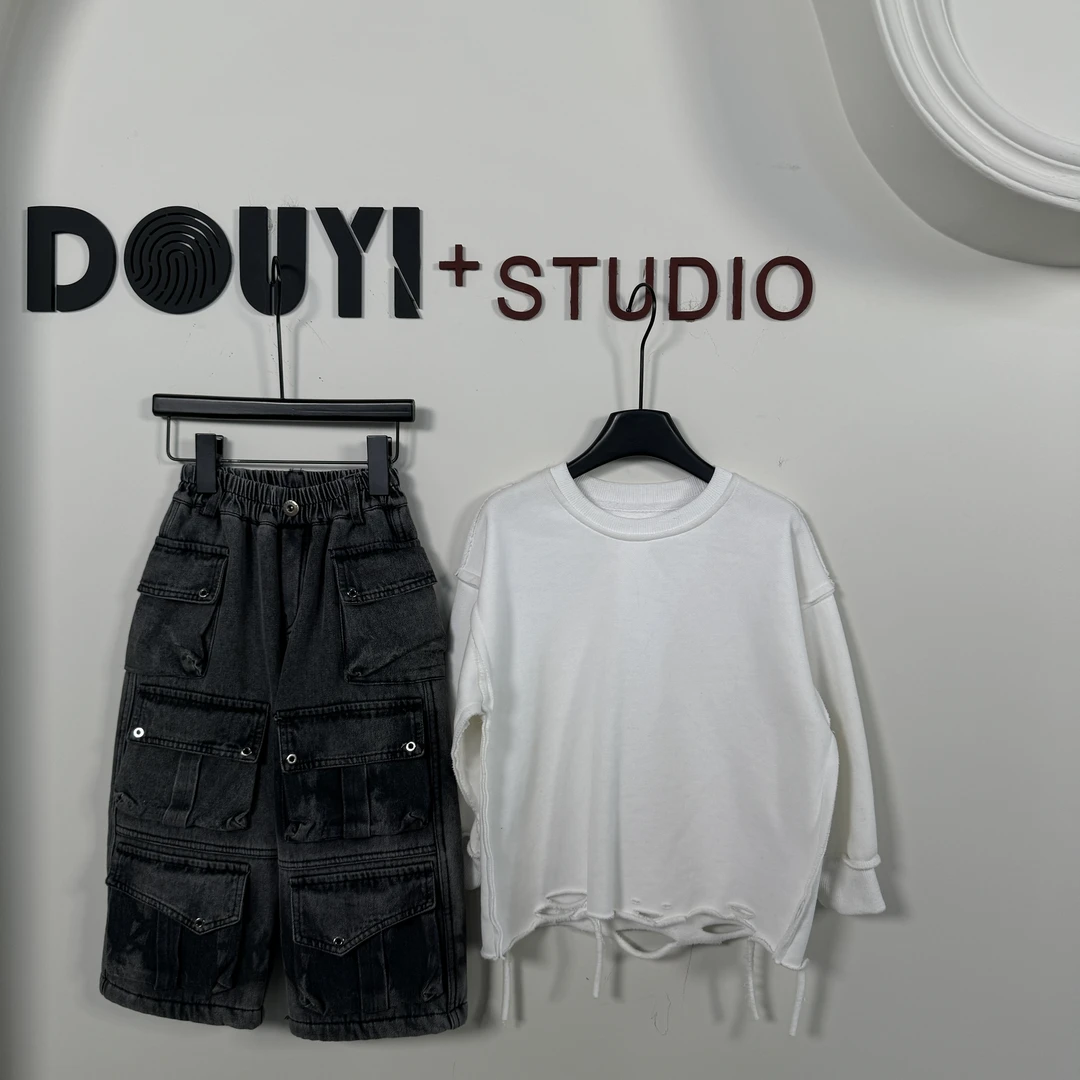 冬季新款复古重工街舞工装加厚牛仔裤-1531