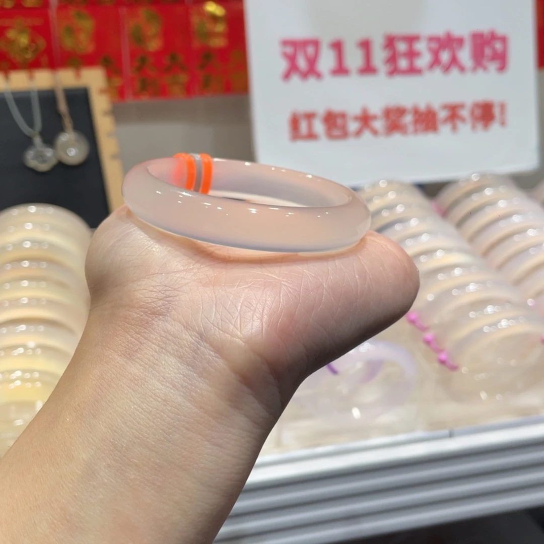 苍***子玛瑙/玉髓未镶嵌手镯@定向灰冰@【54】