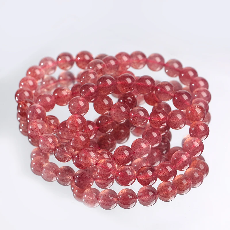 天然正品草莓晶正红色素圈单圈手链C01-尺寸可选-多样性发其一