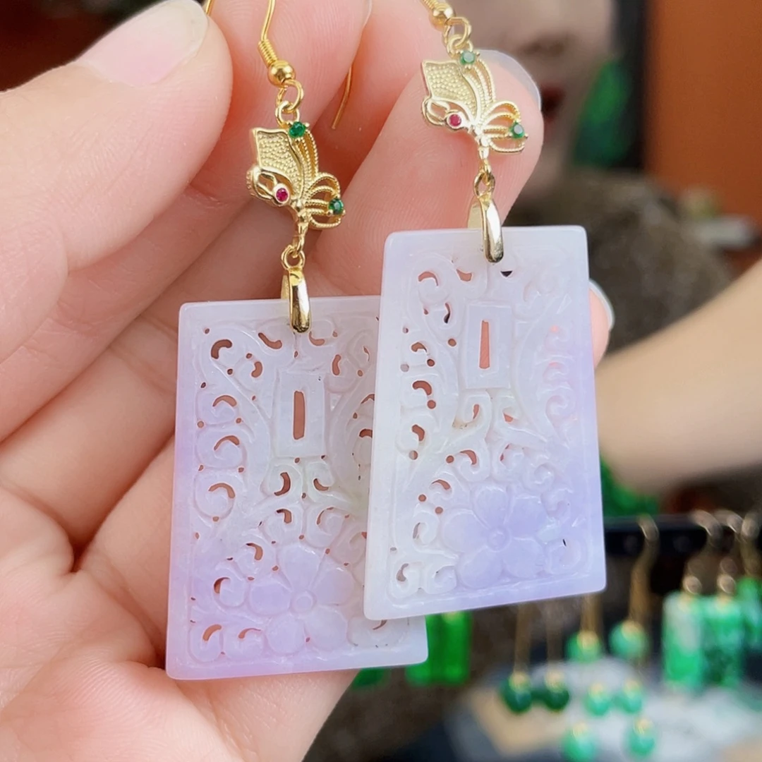 翡翠银S925镶嵌耳饰