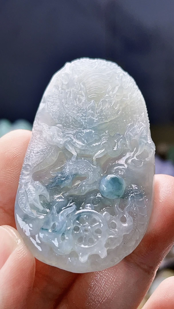 天然缅甸翡翠冰胶蓝龙牌毛货买断抛光尺寸57x33x10