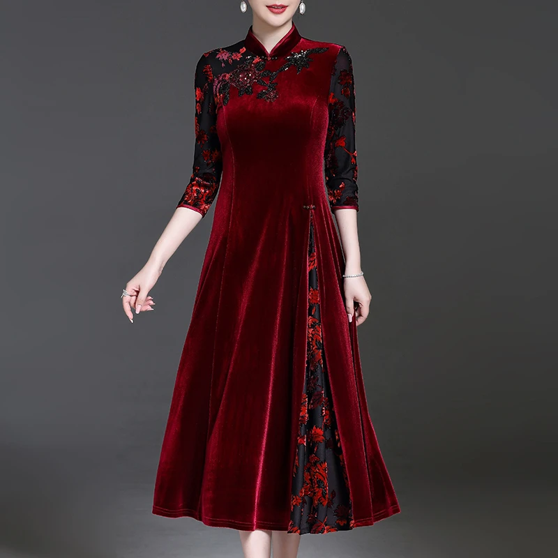 喜婆婆婚宴装连衣裙婚礼妈妈礼服婚礼服旗袍高贵春装婚庆洋气结婚