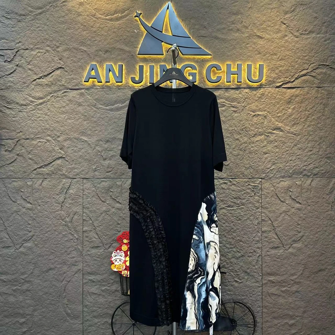 73  春季新款短袖长裙款式显瘦休闲简约中长款连衣裙